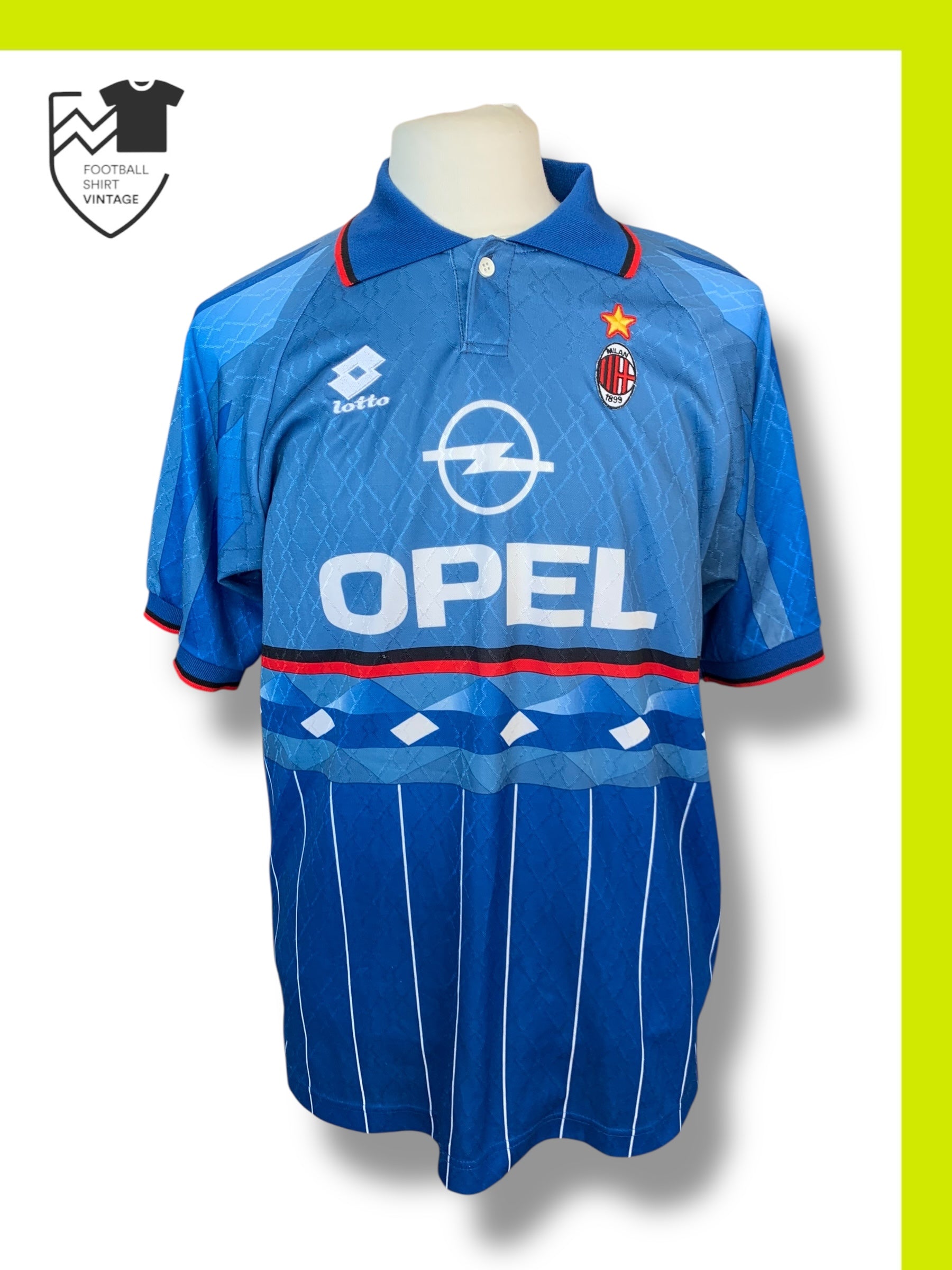 Maillot Vintage AC Milan Domicile 1994-1995, Lotto, Taille XXS, Homme, Occasion