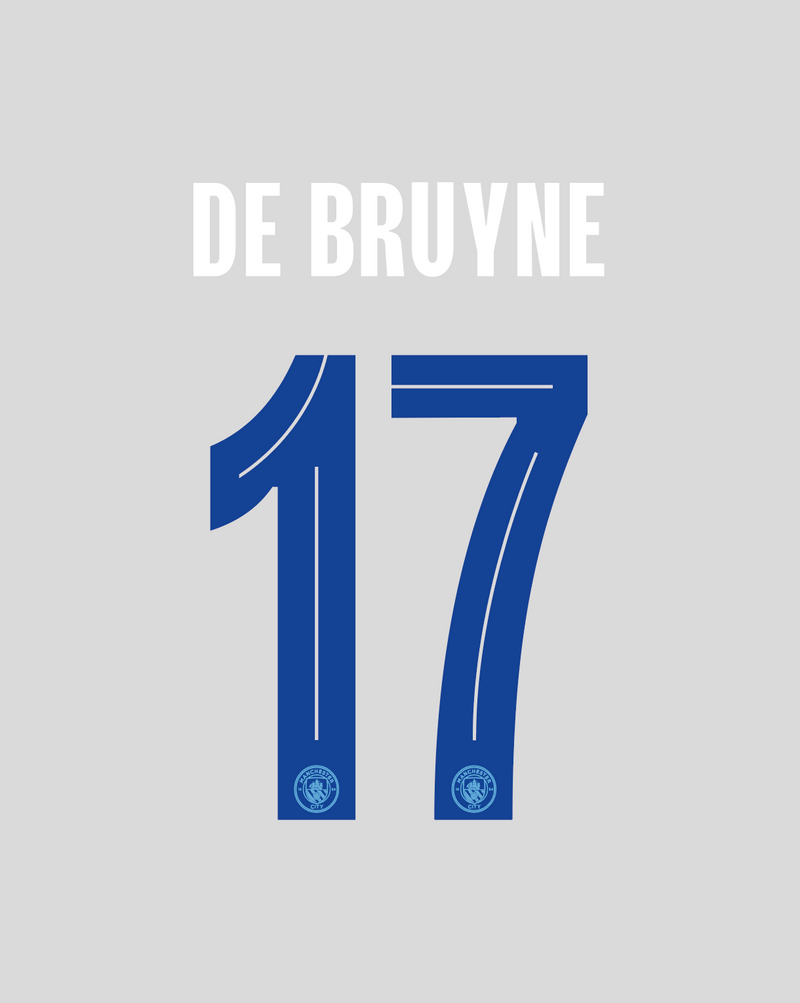 Chargez l'image dans la visionneuse de la galerie, Nameset flocage Manchester City 2023-2024 HOME De Bruyne #17