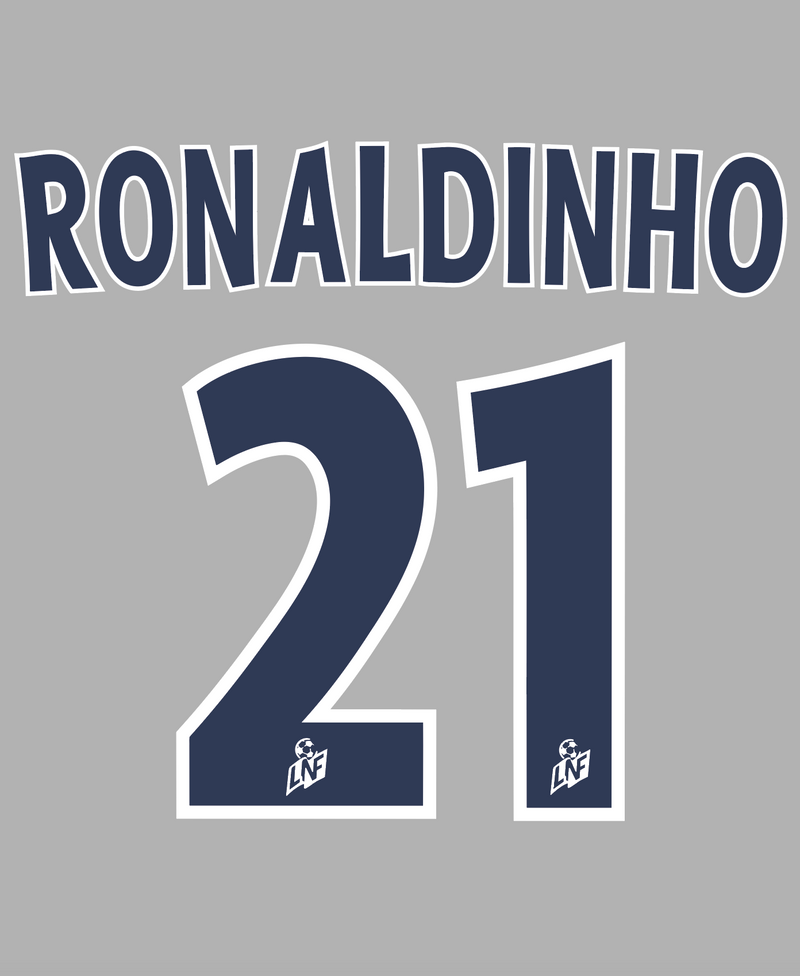 Chargez l'image dans la visionneuse de la galerie, Flocage Nameset Paris 2001-2002 AWAY 21 RONALDINHO