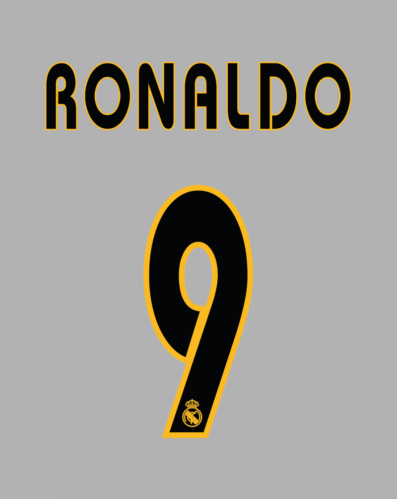 Chargez l'image dans la visionneuse de la galerie, Flocage Nameset Réal Madrid 2003-2004 HOME 9 RONALDO