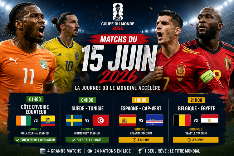 Matchs du 15 juin Coupe du Monde 2026 : programme et maillots vintage