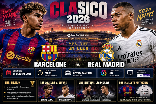 Clasico 2026 : Barcelone – Real Madrid, tout savoir sur le choc du football espagnol