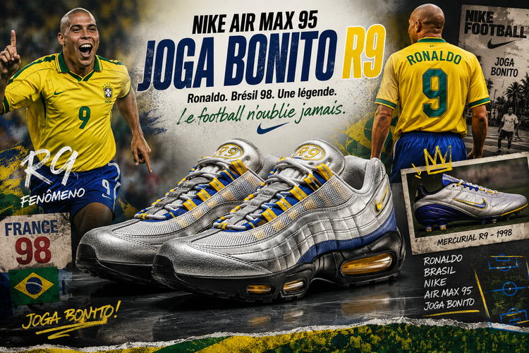 Nike Air Max 95 Joga Bonito R9 : quand Ronaldo, le Brésil 98 et la culture vintage reviennent aux pieds