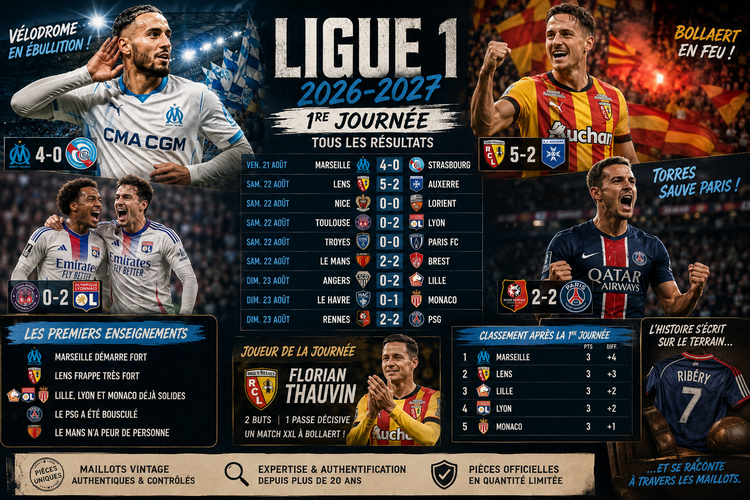 1re journée de Ligue 1 2026-2027 : résultats et analyse