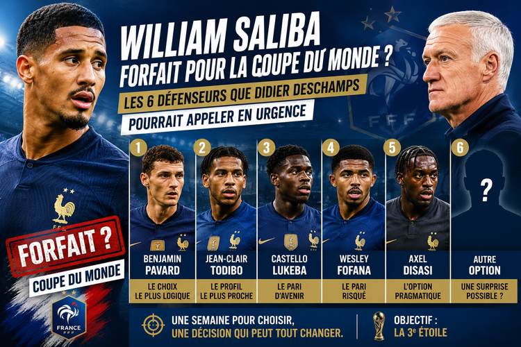 Saliba forfait au Mondial ? Les remplaçants possibles des Bleus