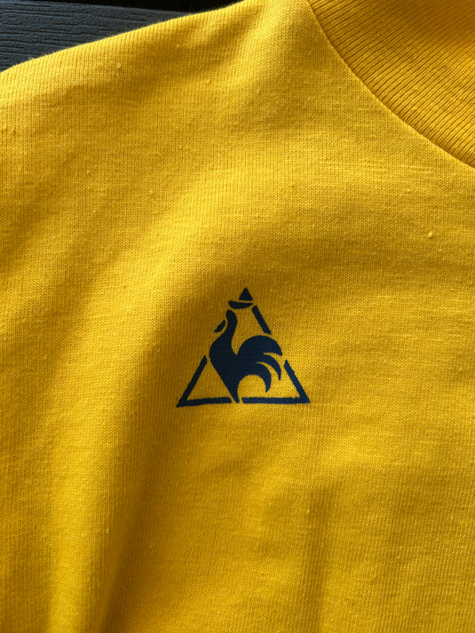 Maillot Vintage Le Coq Sportif – Années 80, Jaune, Made In France, Taille L