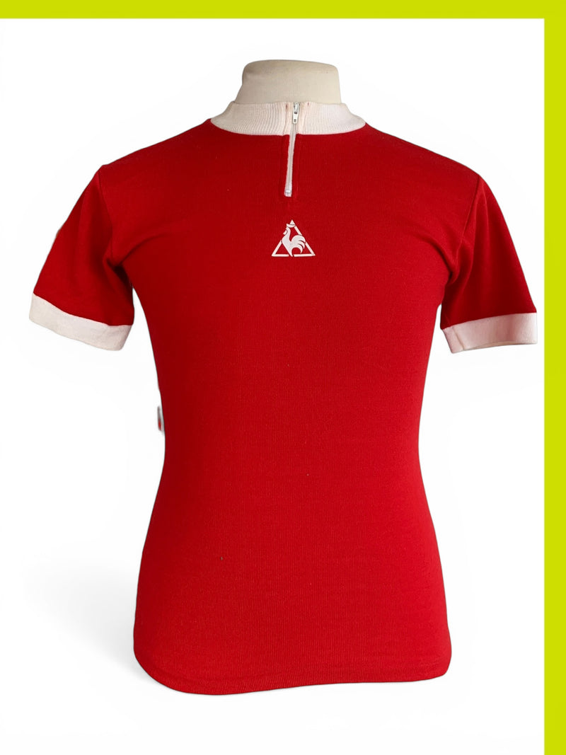 Maillot Cycliste Vintage Le Coq Sportif – Années 70 – Rouge – Taille 5 / XL