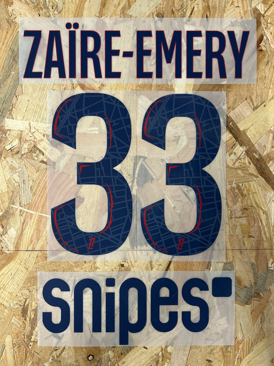 Flocage Nameset Paris 2025-2026 AWAY 33 ZAIRE-EMERY