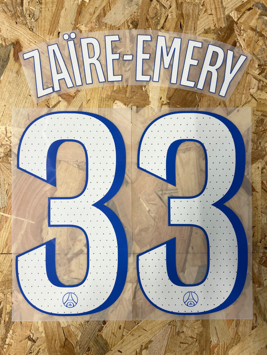 Flocage Nameset Paris UCL 2025-2026 THIRD 33 ZAIRE-EMERY