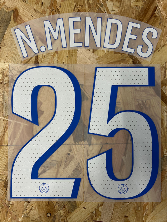 Flocage Nameset Paris UCL 2025-2026 THIRD 25 N.MENDES