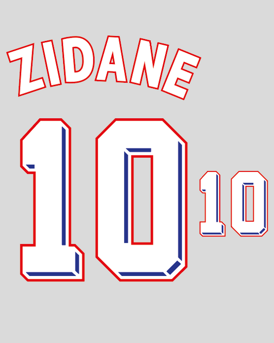 Nameset flocage France 1998 HOME Zidane #10