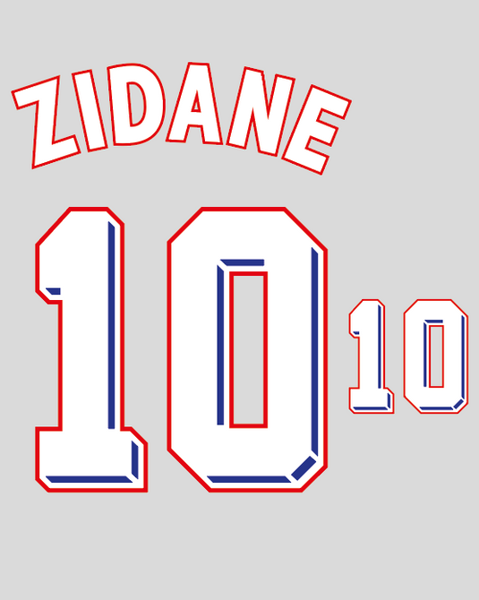 Nameset flocage France 1998 HOME Zidane #10