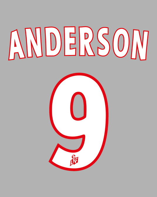 Flocage Nameset Lyon 2000-2001 AWAY 9 ANDERSON