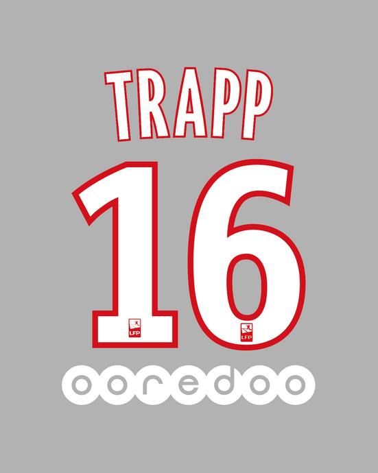 Flocage Nameset Paris 2015-2016 HOME 16 TRAPP