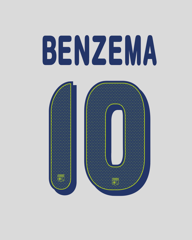 Chargez l&#39;image dans la visionneuse de la galerie, Nameset flocage Lyon 2007-2008 THIRD Benzema #10
