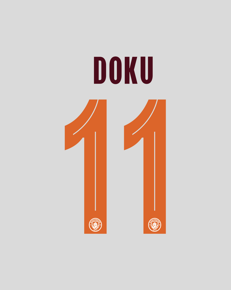 Chargez l&#39;image dans la visionneuse de la galerie, Nameset flocage Manchester City 2023-2024 AWAY Doku #11

