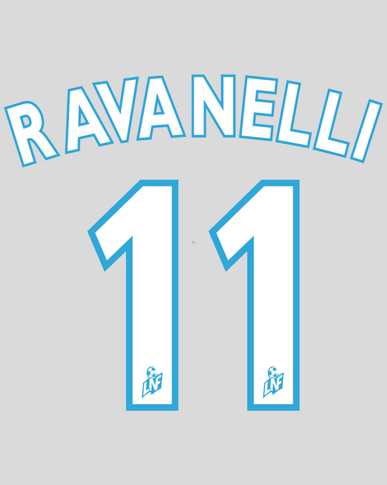 Nameset flocage Marseille 1999-2000 THIRD #11 Ravanelli