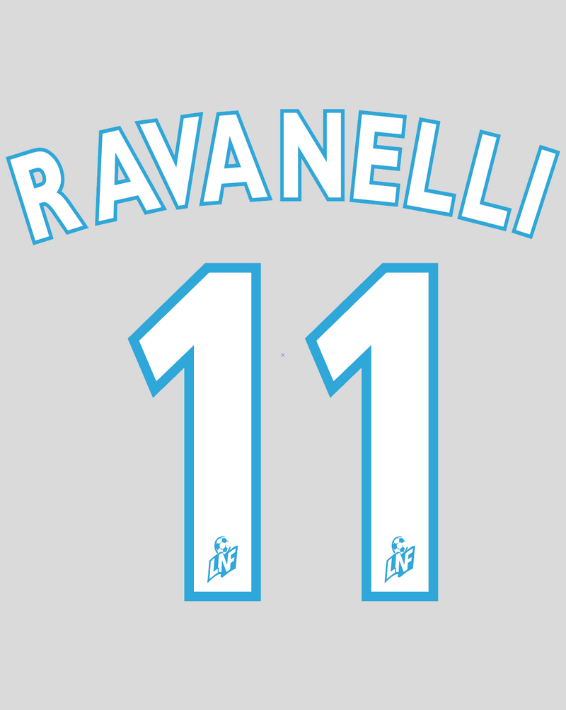 Chargez l&#39;image dans la visionneuse de la galerie, Nameset flocage Marseille 1999-2000 THIRD #11 Ravanelli
