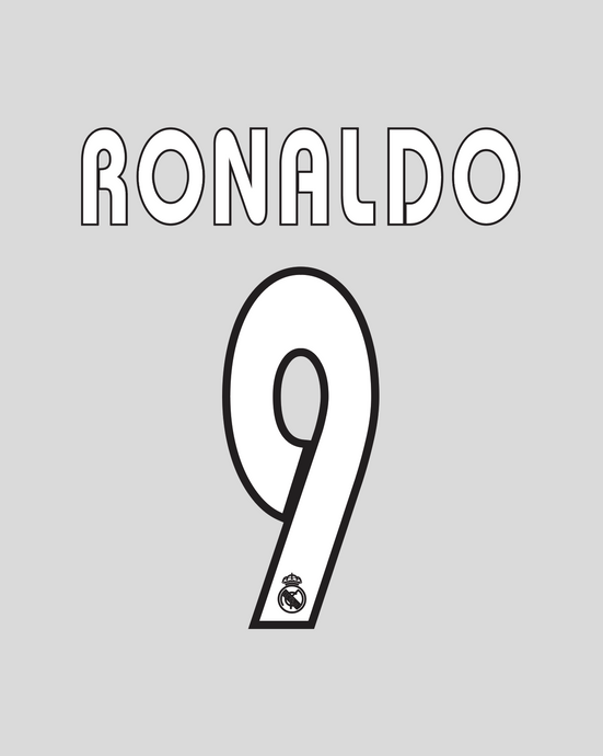 Nameset flocage Real Madrid 2003-2004 AWAY Ronaldo #9