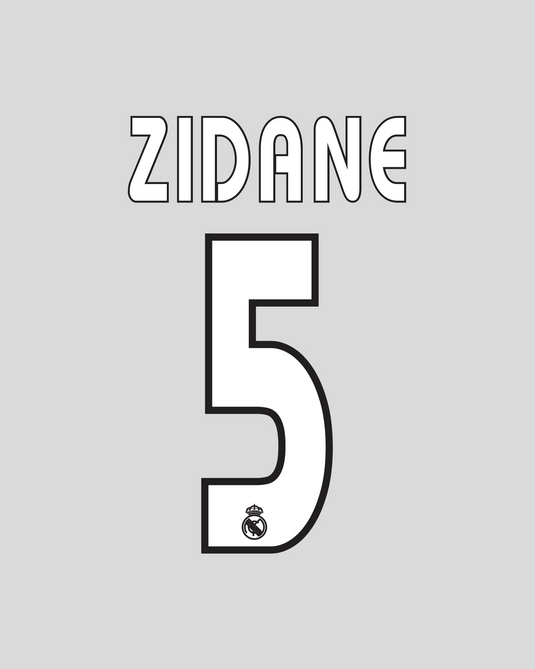Nameset flocage Real Madrid 2003-2004 AWAY Zidane #5