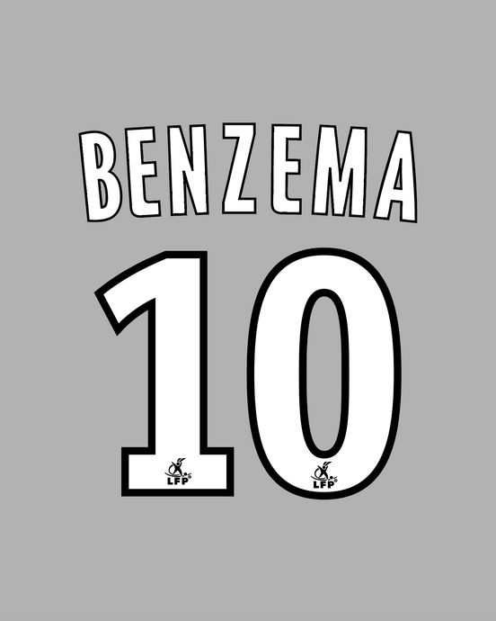 Flocage Nameset Lyon 2008-2009 AWAY 10 BENZEMA