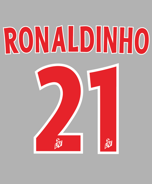 Flocage Nameset Paris 2001-2002 HOME 21 RONALDINHO