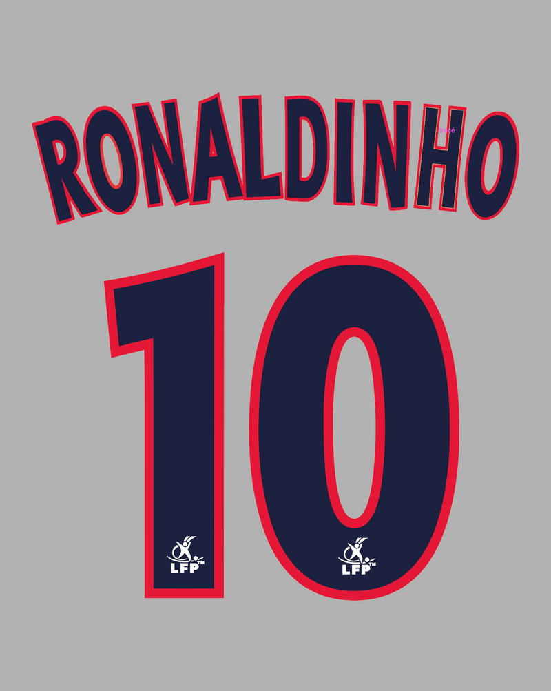 Chargez l&#39;image dans la visionneuse de la galerie, Flocage Nameset Paris 2002-2003 AWAY 10 RONALDINHO
