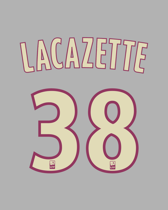 Flocage Nameset Lyon 2010-2011 AWAY 38 LACAZETTE