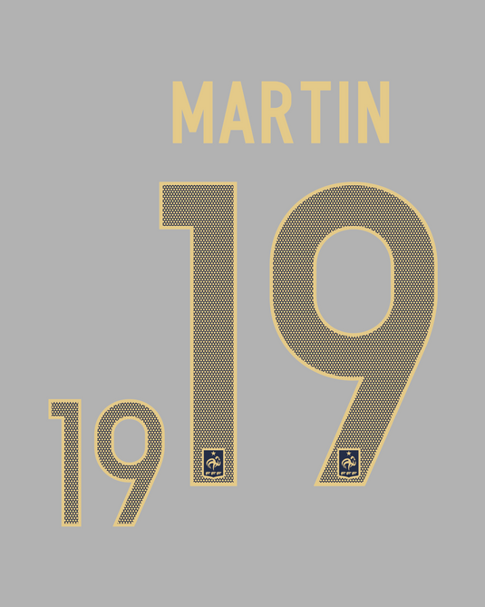 Flocage Nameset France 2012 HOME 19 MARTIN