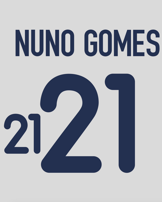 Flocage Nameset Portugal 2000 AWAY 21 NUNO GOMES