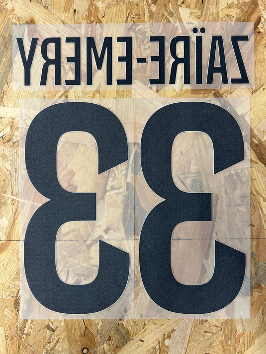 Flocage Nameset Paris UCL 2025-2026 HOME 33 ZAIRE-EMERY