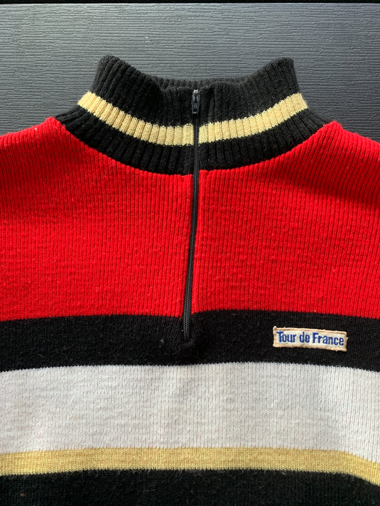 Maillot Cycliste Vintage Burdigala Sport – Pull Système U Années 80, Manches Longues, Taille M