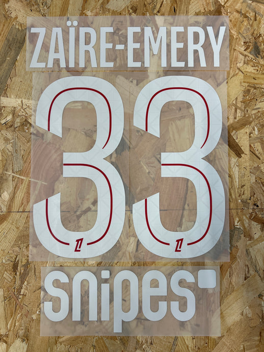 Flocage Nameset Paris 2025-2026 HOME 33 ZAIRE-EMERY
