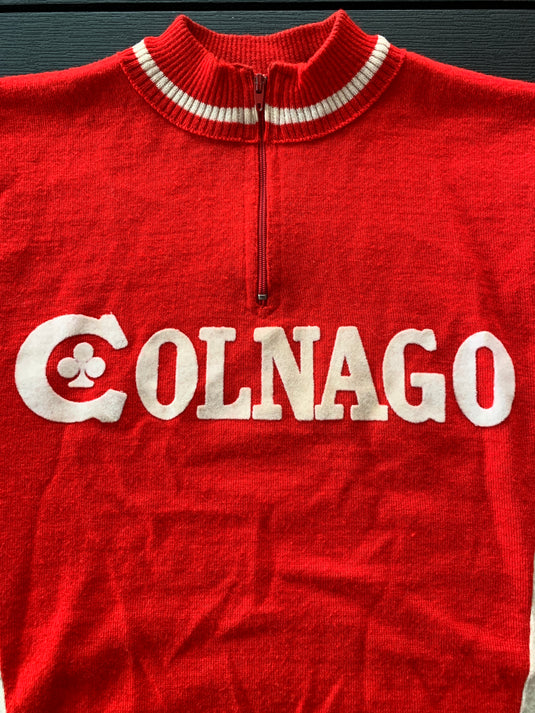 Maillot Cycliste Vintage Colnago Années 80 - Noret Rouge/blanc - Taille M