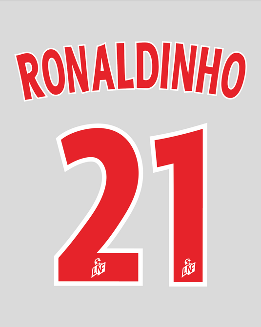 Flocage Nameset Paris 2001-2002 HOME 21 RONALDINHO
